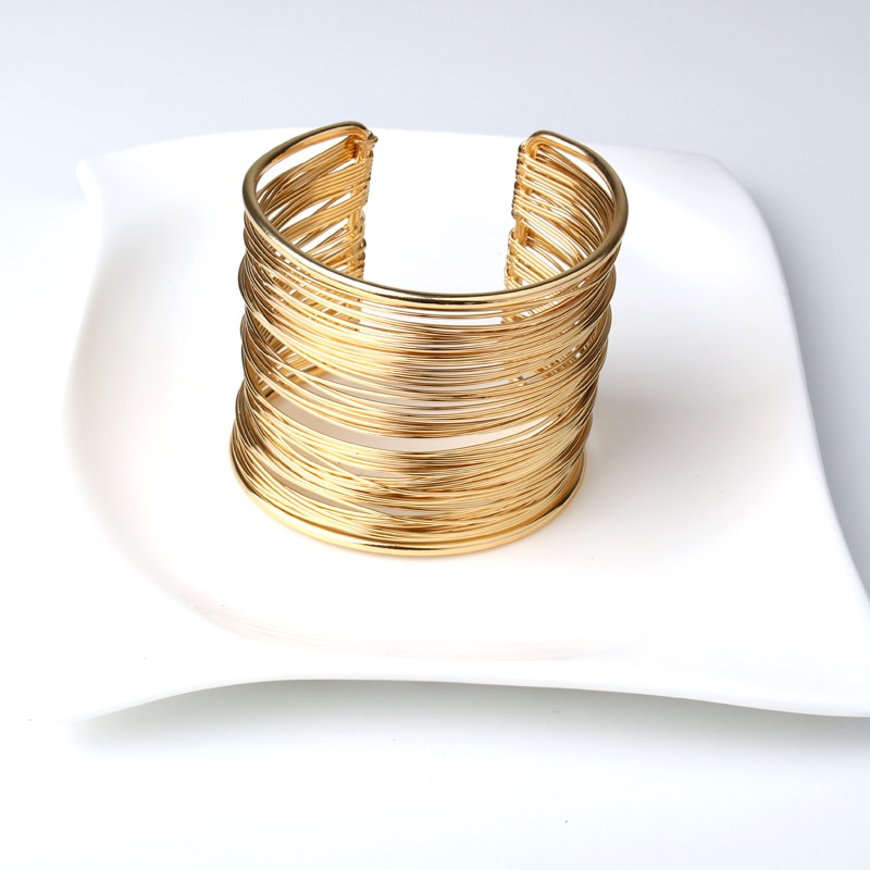 1PC Ethnische Indischen Gold Farbe Öffnen Manschette Armbänder Armreif Für Frauen Männer Vintage Multilayer Aushöhlen Armband Hand Schmuck b5