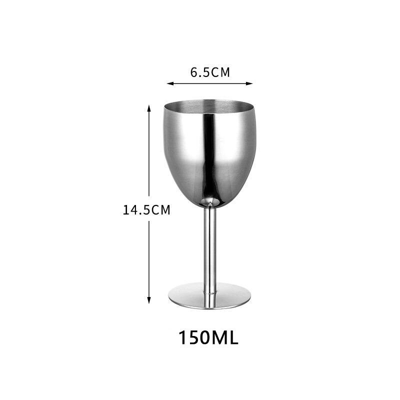 Stainless Steel Goblet Wine Glass Champagne Coupes Cup Cocktail Glass for Wine Party Bar Restaurant Red Wine Cup 150/250/500ML: 150ml