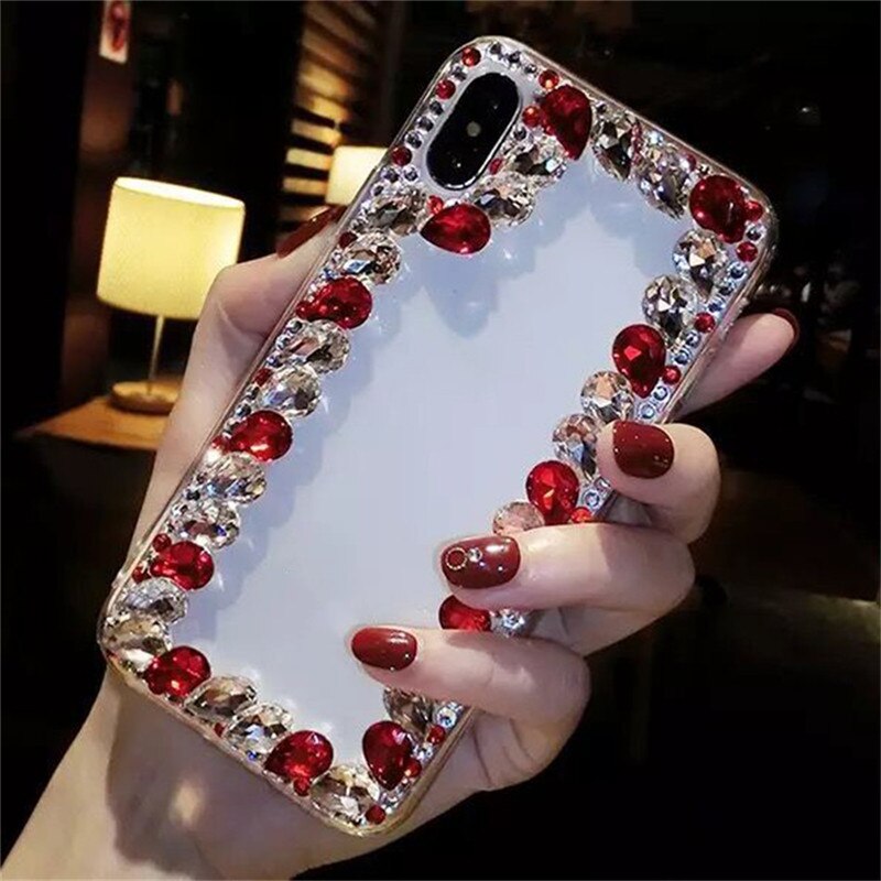 Szkło kryształowe etui z kryształem górskim dla Xiaomi Redmi 8 8A przypadki kolorowe Shinny szklany kamień Cobar wyczyść Telefon Kilifi Funda Coque