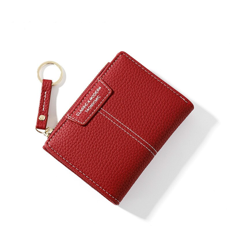 Portafoglio donna portafoglio piccolo carino portafoglio donna corto in pelle PU portafogli donna cerniera portamonete pochette donna: Red