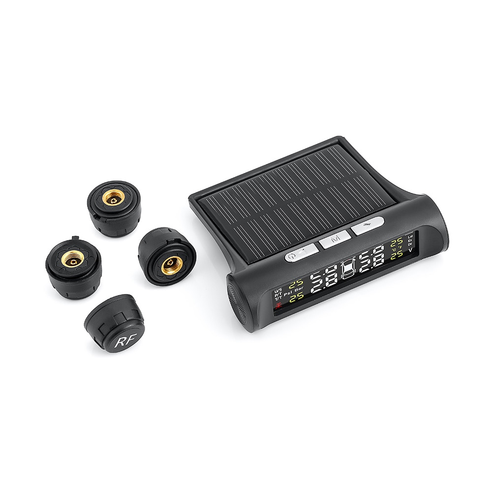 Smart Solar Car TPMS System Tire Pressure Monitoring System Solar Power charging Digital LCD Display Auto Security Alarm Systems