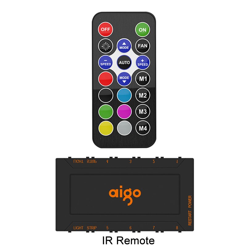 Aigo DR12 Pc Case Fan Adjust RGB Cooling Fan 120mm Quiet IR Remote Computer Cooler Cooling RGB Case Fan CPU Ventilador PC 12V: IR Remote