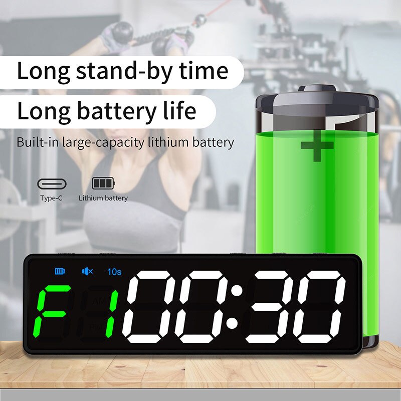 Gym timer led träning kolck nedräkning/upp klocka ultratydlig digital display multi-scener led timer hem gym fitness