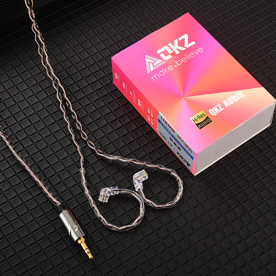 QKZ T1 Earphone Cable QDC Type Copper Silver-plated Upgrade Cable 3.5mm Wired Headphones For KZ ZSN PRO ZS10 pro EDX TRN CCA: BROWN