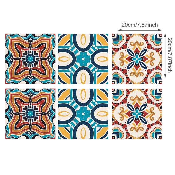 Marockansk stil färgglada retro blommor mönster kakel golv väggdekal 20*20cm*6 st kök trappa toalett affisch vinyl konstdekal: Design 7