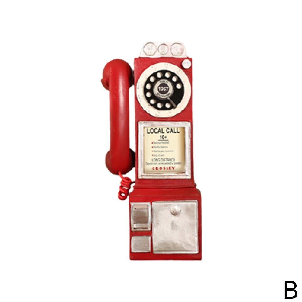 Hjem indretning vintage telefon model væg hængende kunsthåndværk ornamenter retro hjemmemøbler figurer telefon miniature dekoration: B