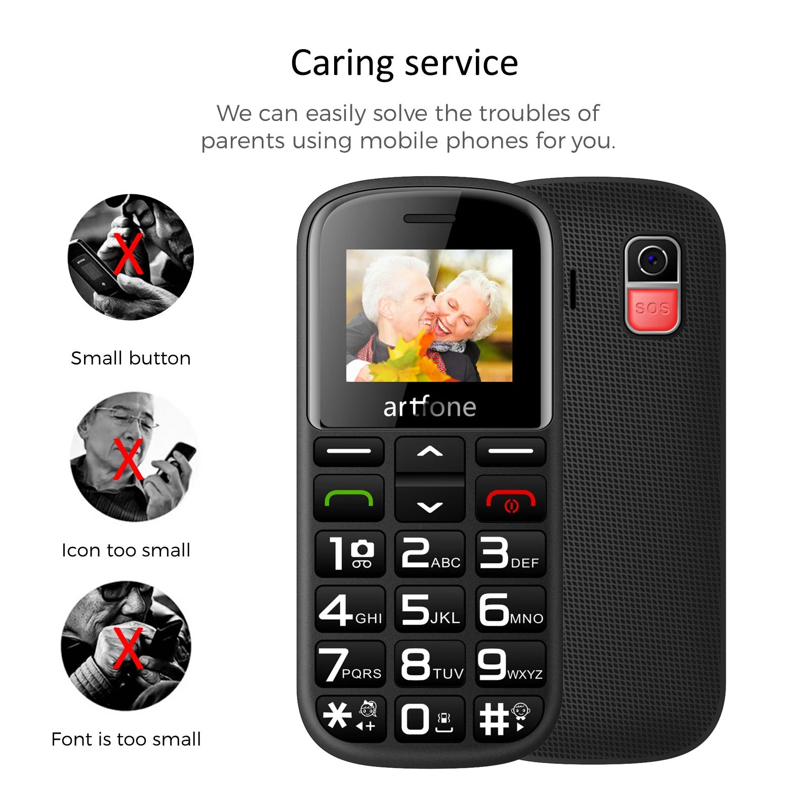 Bar celular sênior artfone cs181 cs182 cs188 gsm 2g grande voz botão grande telefone móvel para idosos uma chave sos tocha sim dupla