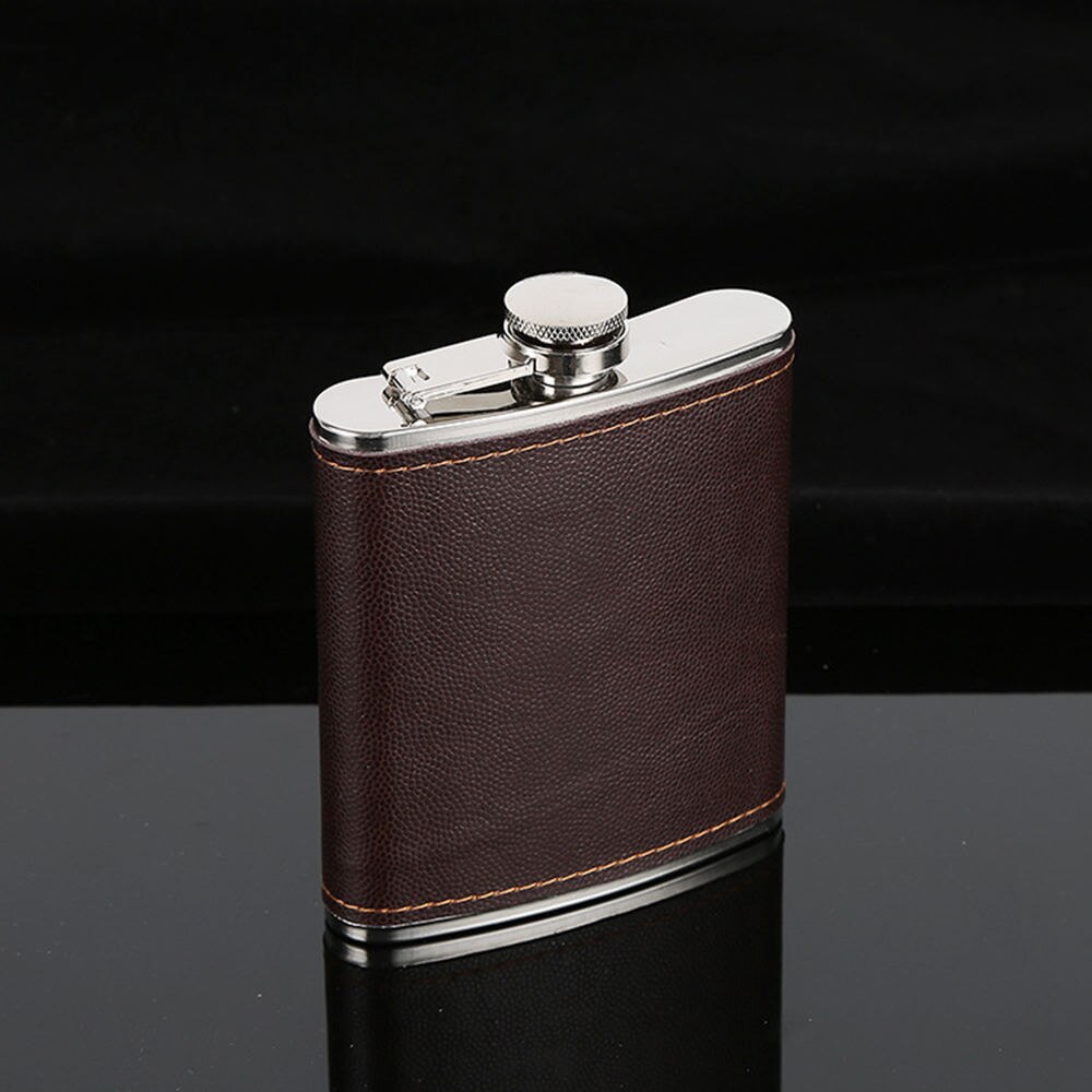 7/8/9 unzen Edelstahl Flachmann Tragbare Wein Whiskey Flasche Leder Umwickelt Abdeckung Leck nachweisen Getränk flasche