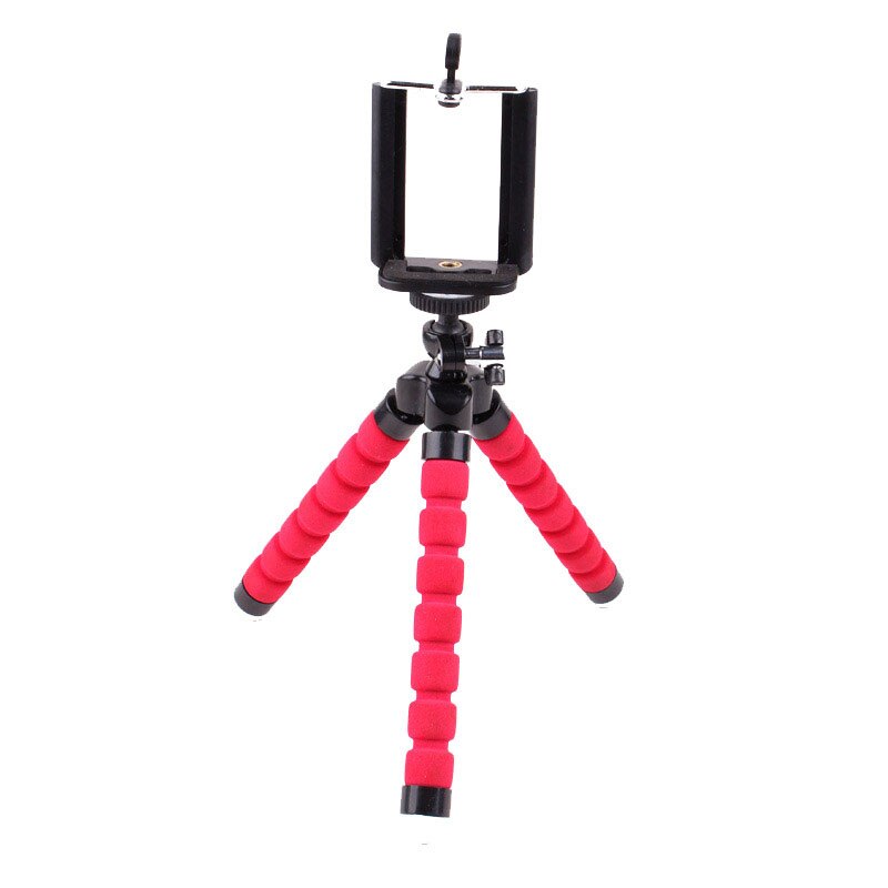 Mini Flexibele Statieven Statief Voor Telefoon Mobiele Camera Houder Smartphone Monopod Pens Stand Octopus Mini Statief Met Telefoon Clip: Rood