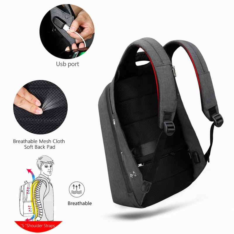 Tigernu-Mochila multifunción antirrobo para ordenador portátil, morral para ordenador portátil de 15,6 pulgadas con puerto USB, para viaje diario, informal