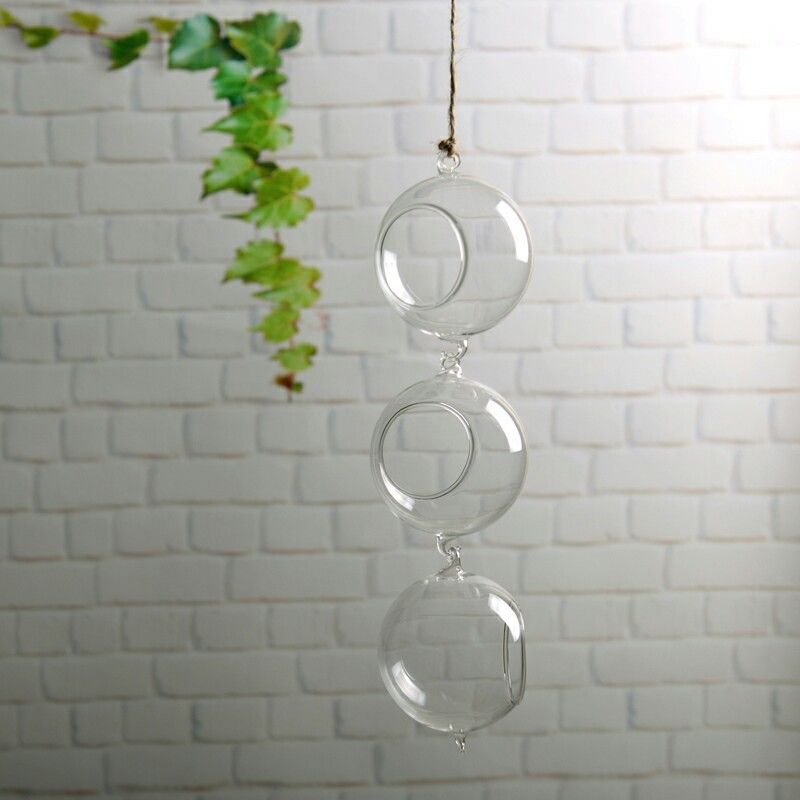 Blomma växt klart glas vas hängande planter terrarium behållare fest bröllop dekor flaska kruka hem trädgård boll rund vas: B