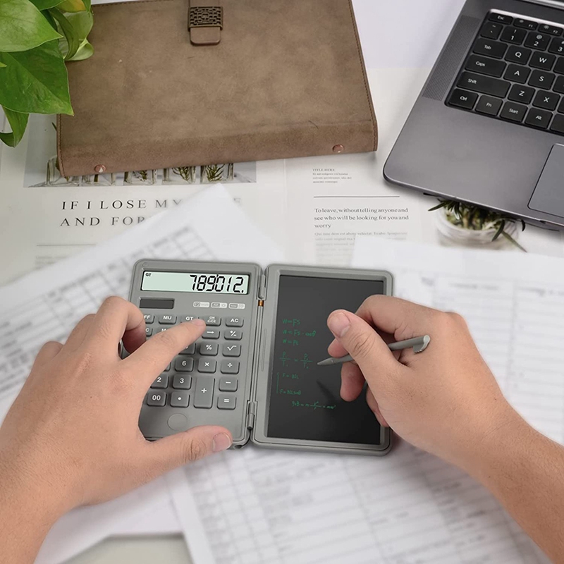 Scientific Calculator with Writing Tablet, 12-Digit Digital Desktop Calculator with Erasable Writing Board