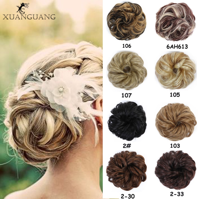Xuanguang .curly chignon forlengelse tau wrap krøllet elastisk syntetisk hårstykke varmebestandig hårstykke tilbehør