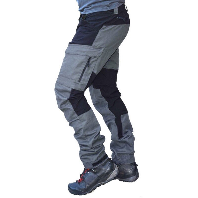Vertive heren colorblock cargobroek, slanke multi-pocket sportbroek, casual ritsbroek, sportschool trainingsbroek