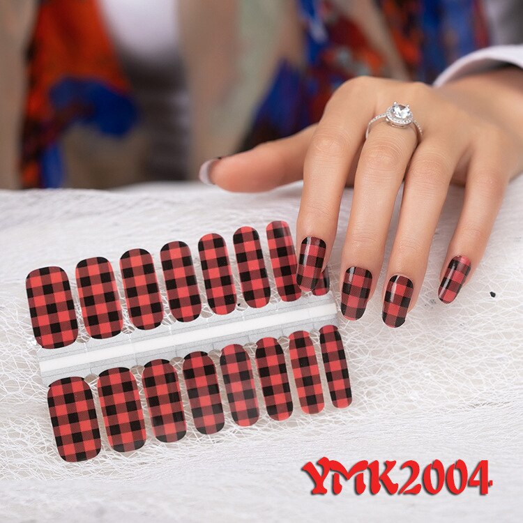 Lamemoria 16 tips/ark skönhet naglar klistermärken jul nagelinpackningar multicolor nagelkonst hela klistermärken självhäftande tips manikyr