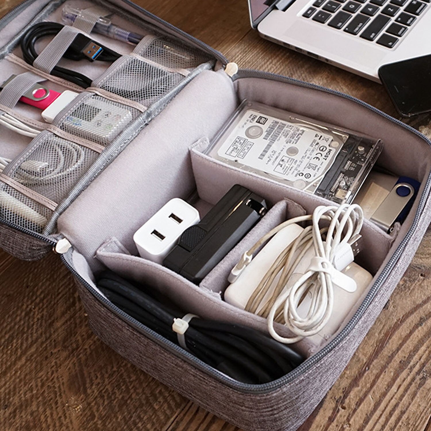Besegad Waterproof Electronic Organizer Bag Travel Data Cable Storage Bag For Digital USB Gadget Hard Drive Case Cosmetic Makeup