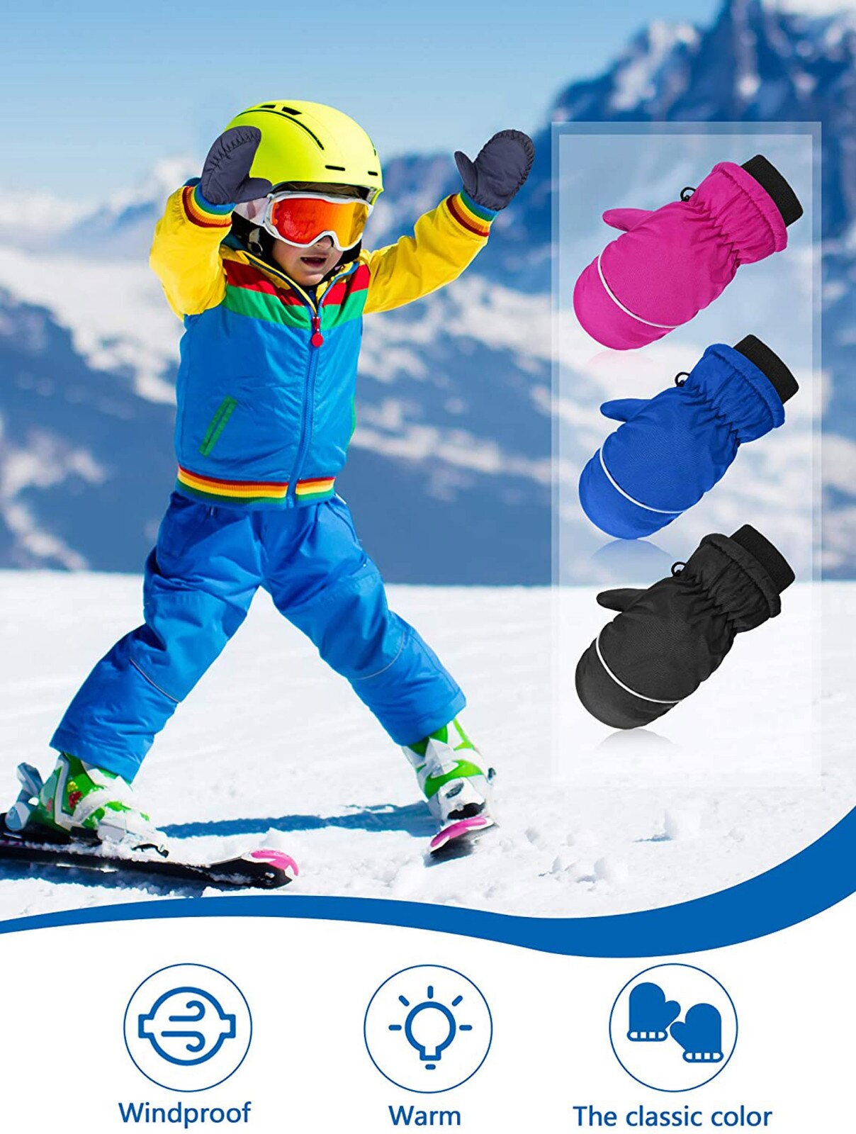 4 Pairs Peuter Kids Baby Jongens Meisjes Ski Handschoenen Waterdichte Warme Snowboarden Ski Handschoenen Sneeuw Wanten Kids Winter Handschoenen Guantes