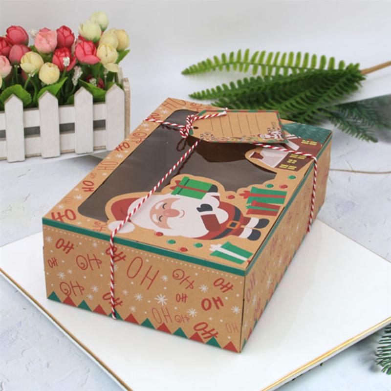 12 Uds Galleta de Navidad cajas de papel Kraft caja de de Navidad de Goody caramelo caja galleta cajas para la de navidad