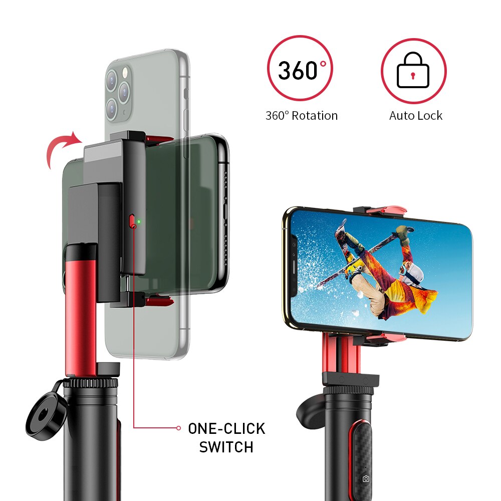 Apexel Stabilizer Selfie Stick Smartphone Statief Telefoon Houder Met Bluetooth Selfie Afstandsbediening Voor Iphone Android Telefoons D8