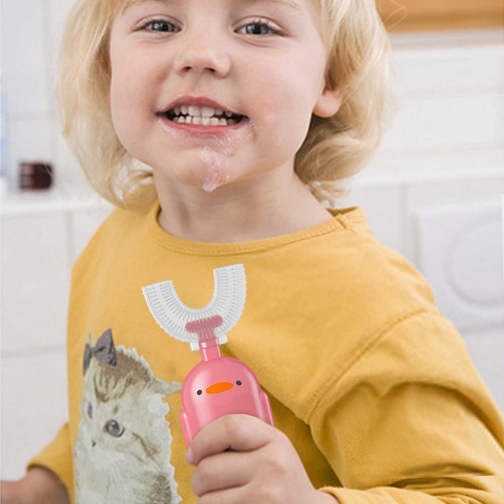 Spazzolino da denti per bambini a forma di U spazzolino da denti in Silicone morbido per bambini 360 denti orali pulizia spazzolino manuale a bocca intera blu e Pi