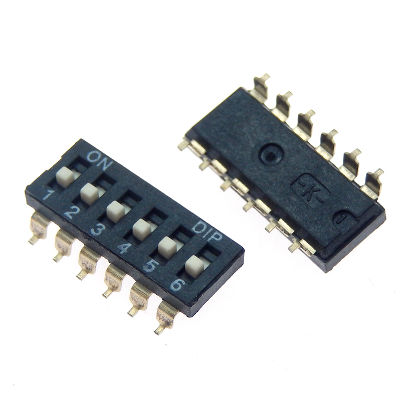 10pcs/lot Slide Type SMT SMD Dip Switch, 2.54mm Pitch 2 Row 4 Pin 2 Position / 8 pin 4 Position / 16 pin 8 Position: Gold