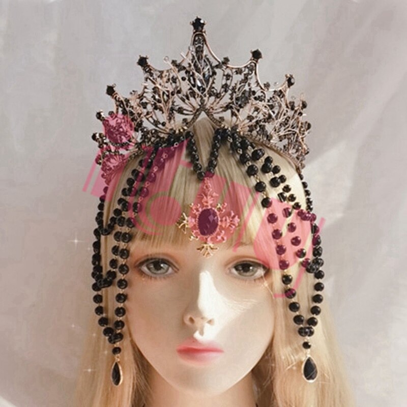 Lolita gótica KC Halo corona tocado barroco Spike Queen Anna Tiara diosa del sol diablo diadema Halloween Punk accesorios para el cabello: Crown A