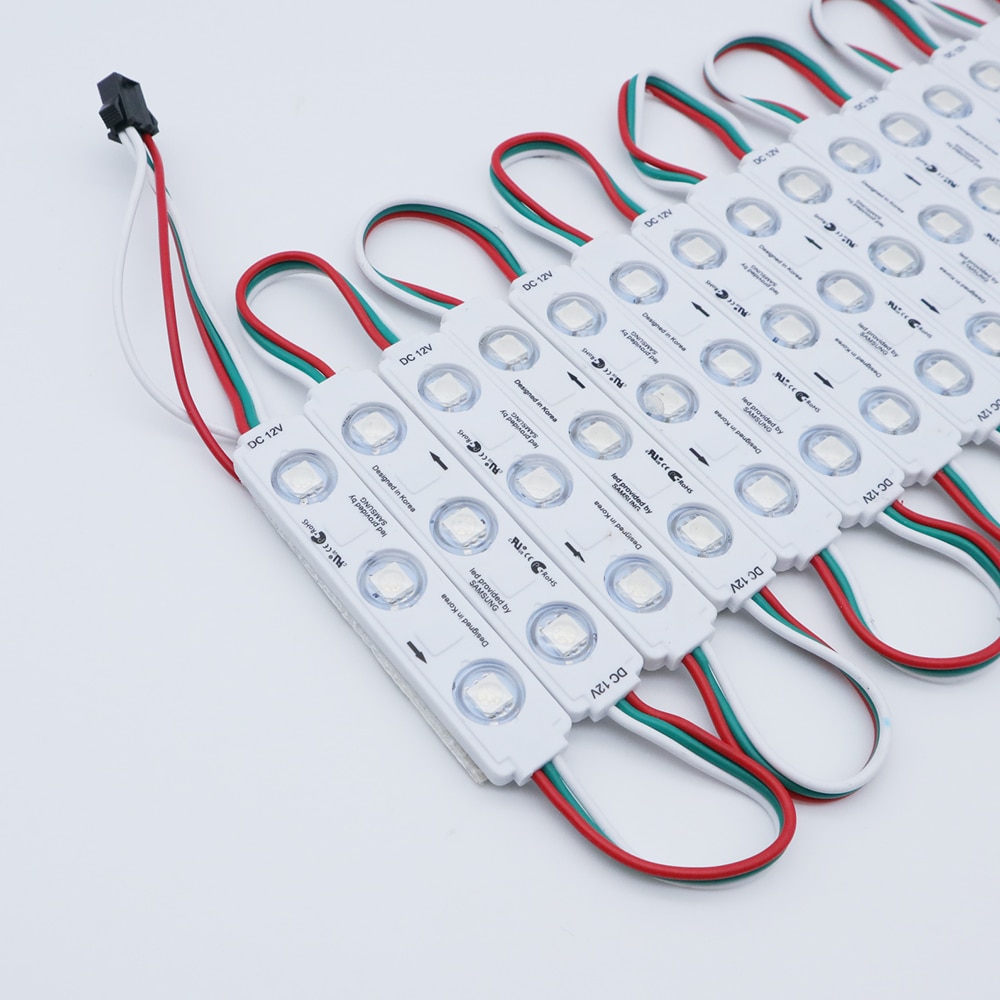 20 st 12v ws2811 rgb led strip 5050 3 led dröm färg led moduler  ip65 vattentäta för reklam brev led skylt bakgrundsbelysning