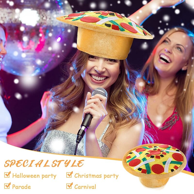Zabawny kapelusz robić pizzy, zabawny kostium na Halloween, przyjęcie z pizzą dostarcza ozdoby, szalony głupi kapelusz