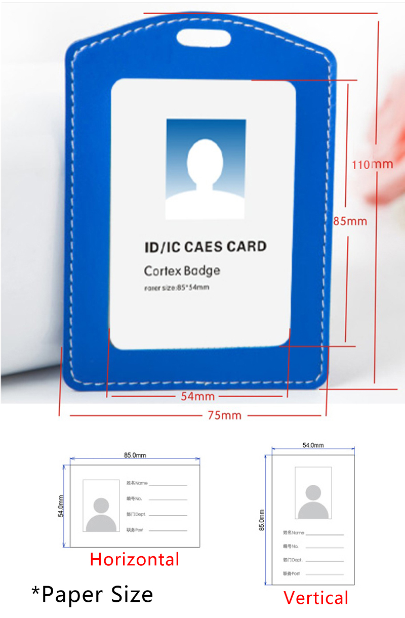 Price Soft PU Leather ID Card Holder Horizontal/Vertical Without Lanyard, for Students/Business/Staff,