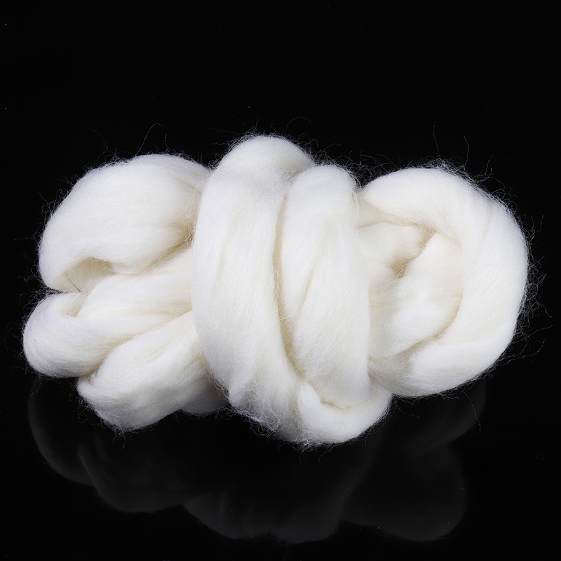 Zachte Witte Vilten Wol 50g Merino Geverfd Wol Tops Zwervende Wol Fiber Voor Naaldvilten DIY Naaien