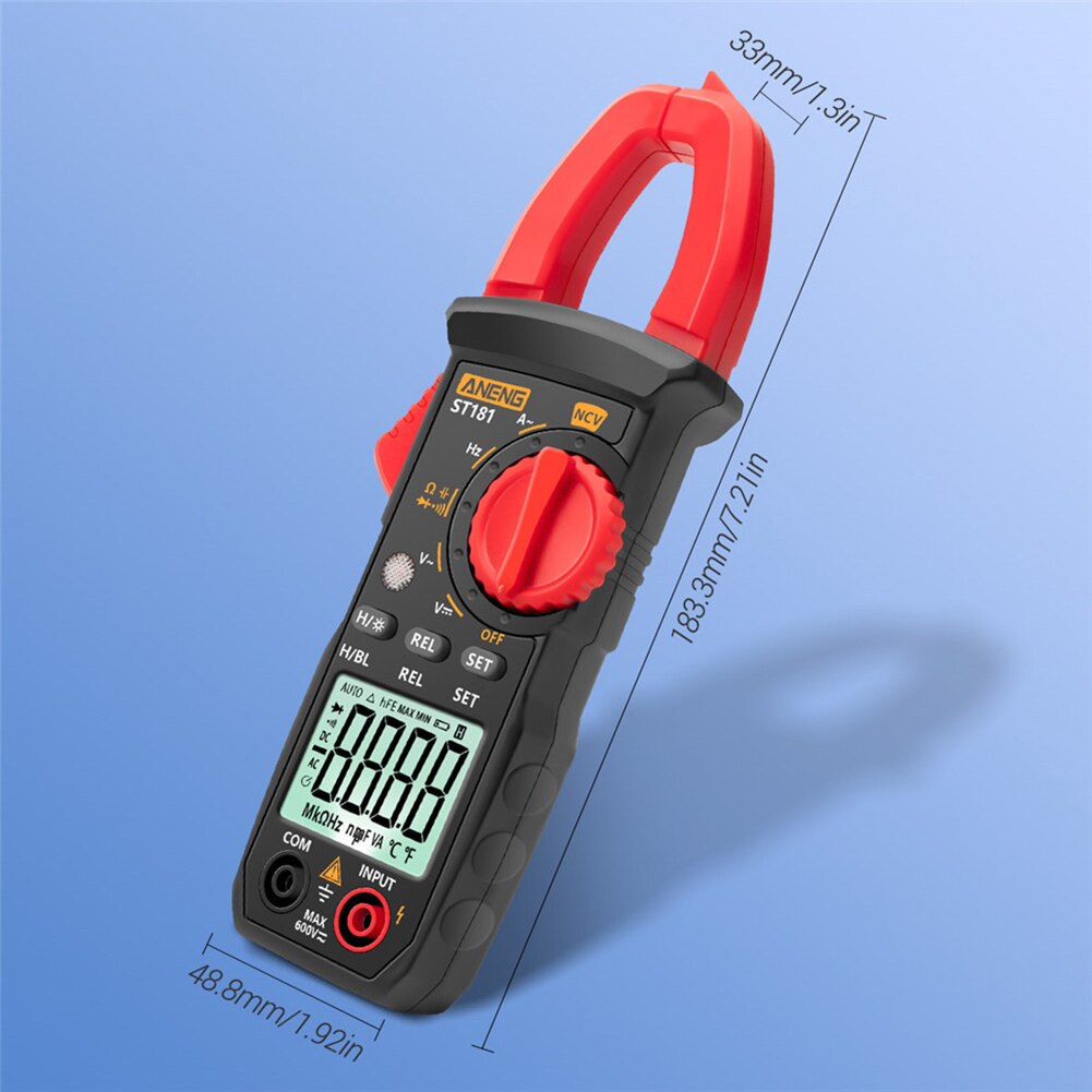 Digital klippmätare ström 4000 räkningar multimeter amperemeter ström spänningsprovare bil ampere hz kapacitans ncv ohm test