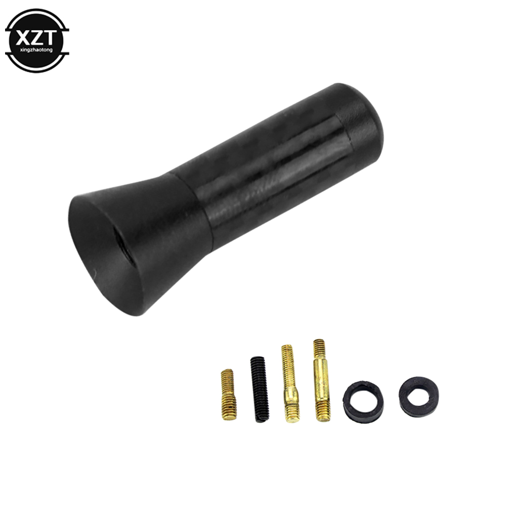 Antenne de toit de voiture 3.5cm, Signal amélioré FM/AM, vis en Fiber de carbone, mât court et trapu en métal, accessoires aériens d'autoradio: Black