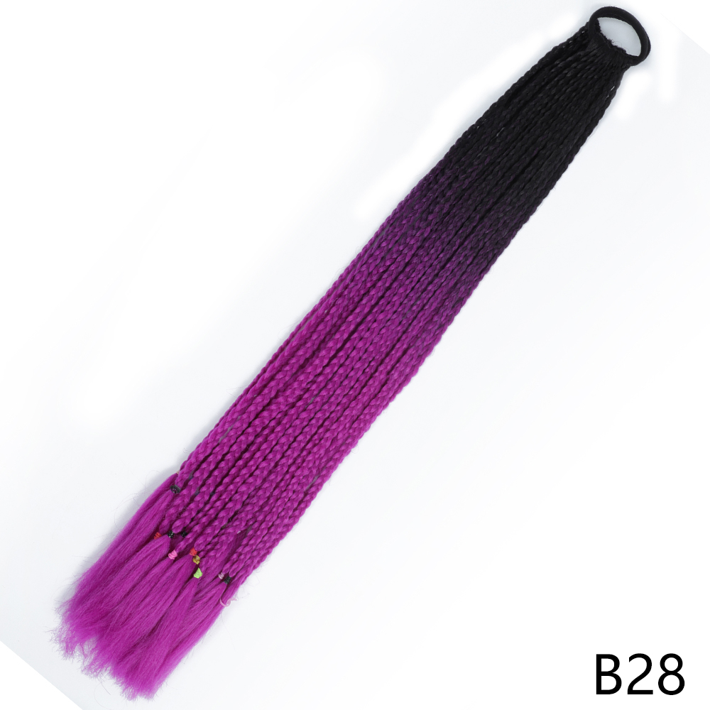 AZQUEEN-coleta trenzada sucia de Color degradado sintético, banda de goma elástica de 60CM, extensiones de cabello trenzado de cola de poni para niñas