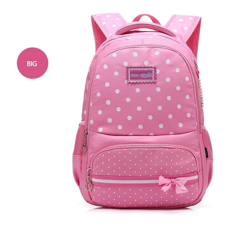 Children School Bags Beautiful Girls School Backpack Bow Decorations Waterproof Nylon School Bag Mochila escolar: Pink Big