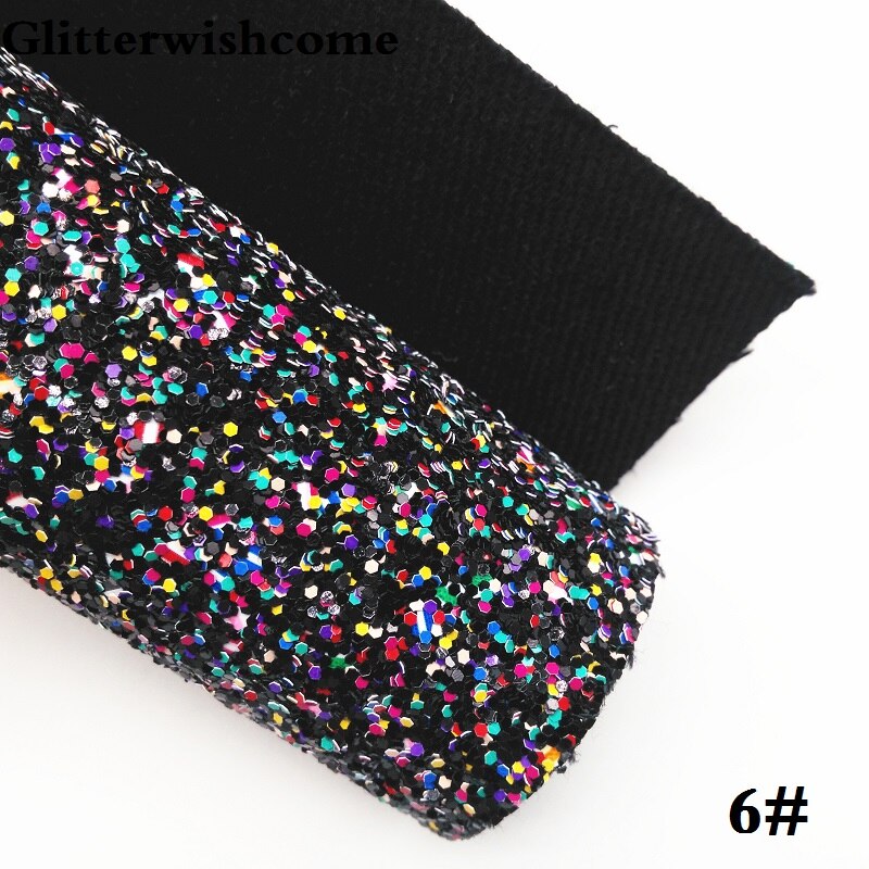 Glitterwishcome 21X29CM A4 Size Synthetisch Leer, Chunky Glitter Leer, faux PU Leer stof Vinyl voor Bows, GM037A: 6