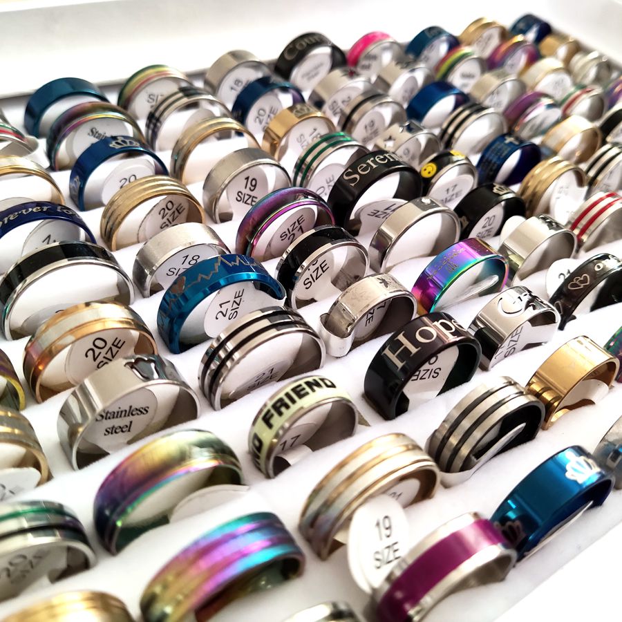 25 Stuks Mix Veel Mannen Ring Rvs Ringen Voor Vrouwen Homme Femme Bague Anillo De Moda Partij Sieraden