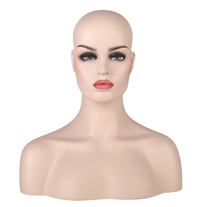 Licht Donker Huid Vrouwelijke Firberglass Mannequin Hoofd Buste Voor Pruik Display