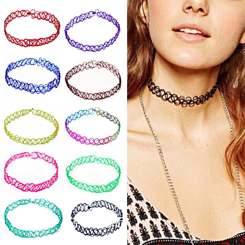 Gargantilha colar colorido jewely acessório feminino confortável suave moda punk legal all-match simples oco para fora gargantilhas pretas