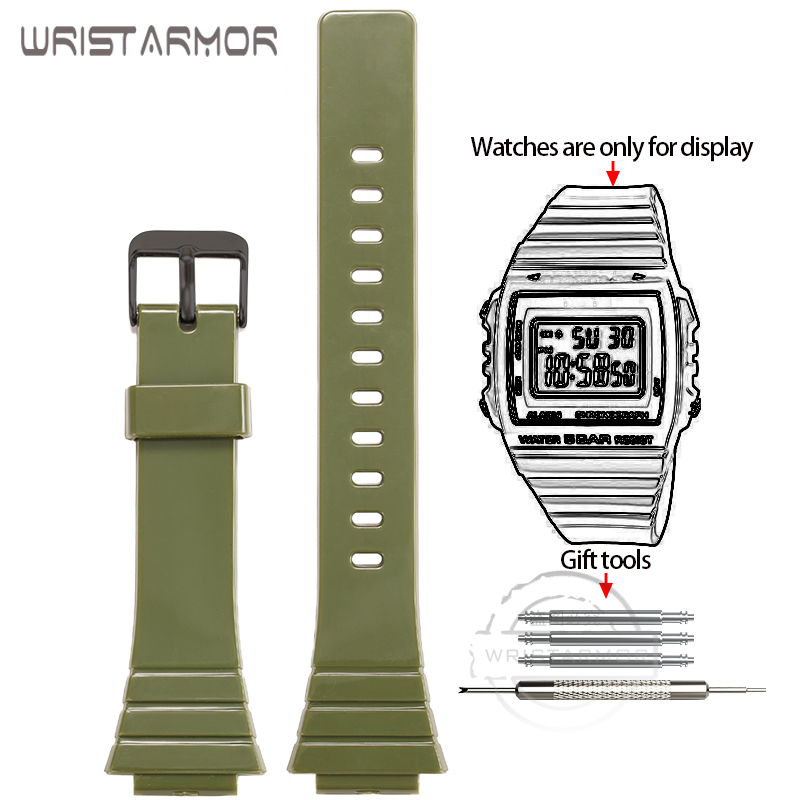 Harz-Uhrenarmband für Casio W-215H W215H W-217H F105W F108WH Uhrenarmband Ersatzarmband 18 mm Gummiarmband: Rose grün