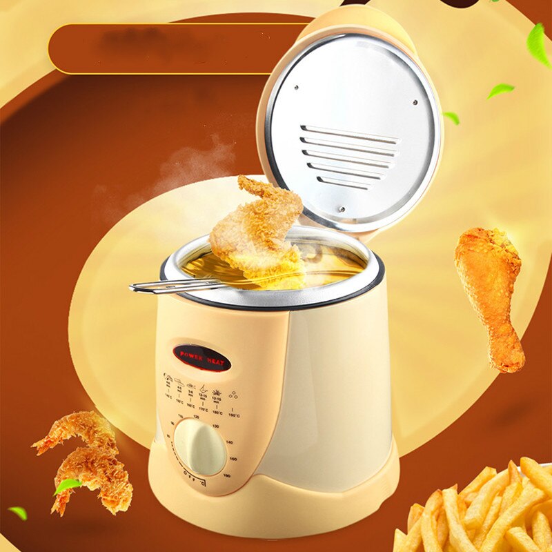 Mini friteuse électrique sans fumée 0,9 l, appareil multifonctionnel, pour faire frire du poulet, du poisson ou des frites: YELLOW / L'UA