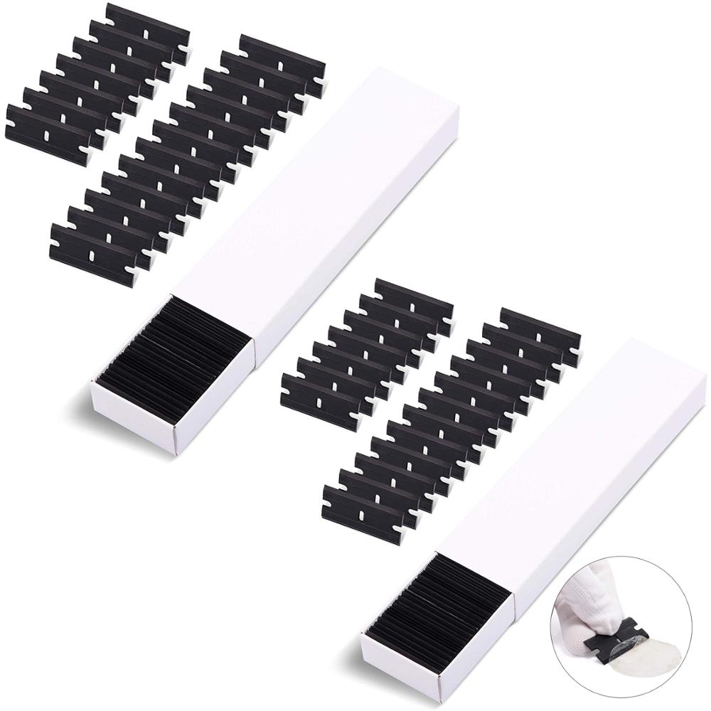 EHDIS 200 pièces vinyle raclette de rechange en plastique lame de rasoir carbone Film emballage grattoir voiture outil fenêtre verre eau essuyer teinte nettoyant: 2 Black