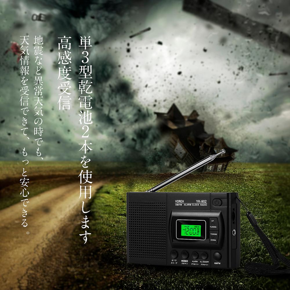 Yorek Portable AM/FM Shortwave Radio with Sleep Timer and Alarm Clock Function, Battery Operated Radios, 12/24H Time Display LCD