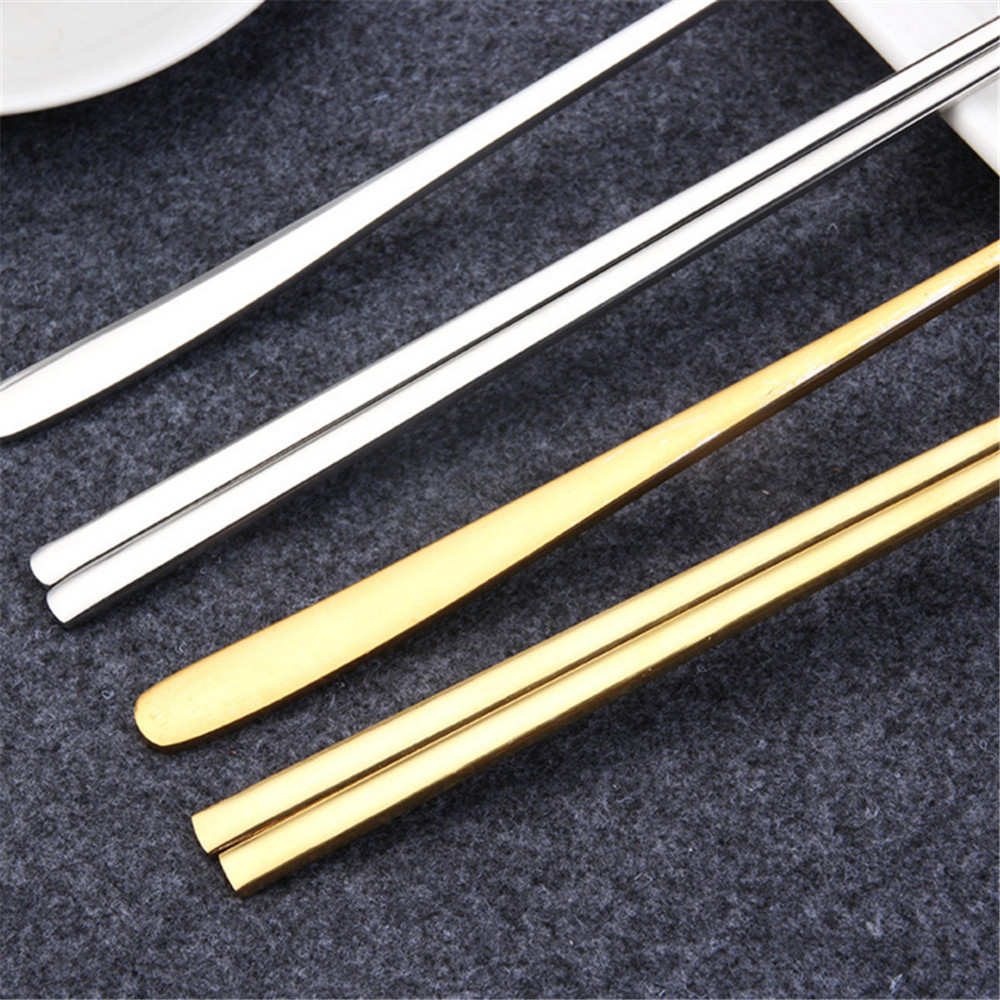 Korean Cuisine Spoon Chopsticks Tableware Stainless Steel Gold Silver Black Mirror Polished Titanium Round Solid Spoons