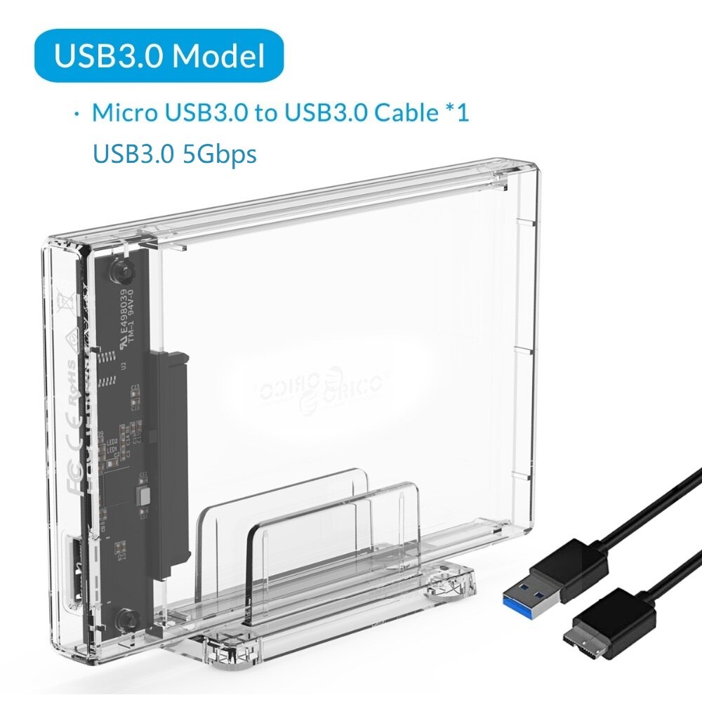 Orico Externe Harde Schijf Case 4Tb Hdd Case 2.5 &#39;&#39;Sata Naar Usb 3.0 Transparant Hdd Behuizing Met Standaard voor Ssd Schijf Hdd Box Hdd: Micro B to USB 5Gbps