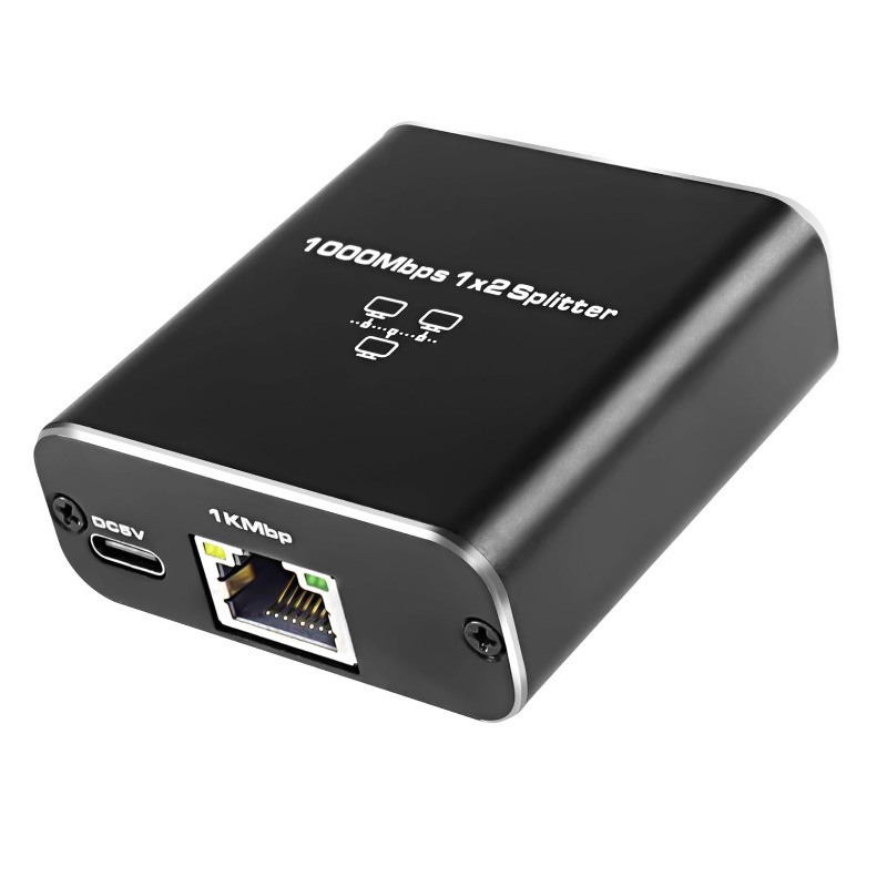Extender Plug Estensione Splitter di rete Hub 1000Mbps Adattatore RJ45 da 1 a 2 Convertitore Gigabit Internet Ethernet 8P8C Set-Top: nero