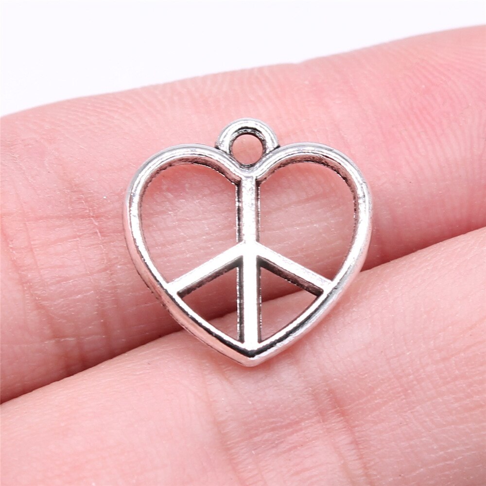 40pcs Peace Charms Pendant Antique Silver Color Peace Symbol Charm Pendants Jewelry Accessories DIY Peace Sign Charms: B16428-17x17mm
