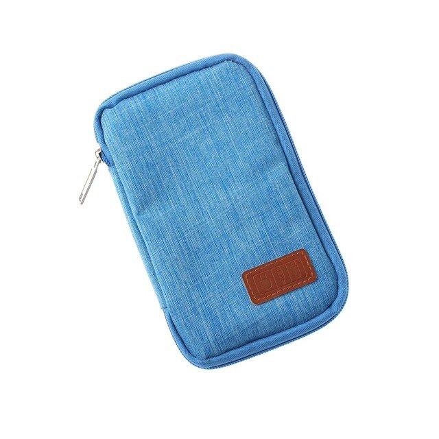 Travel Accessories Bag Case Digital Gadget Device Mobile Phone USB Cable Charge Organizer Bank Creadit Card Storage Pouch: Blue
