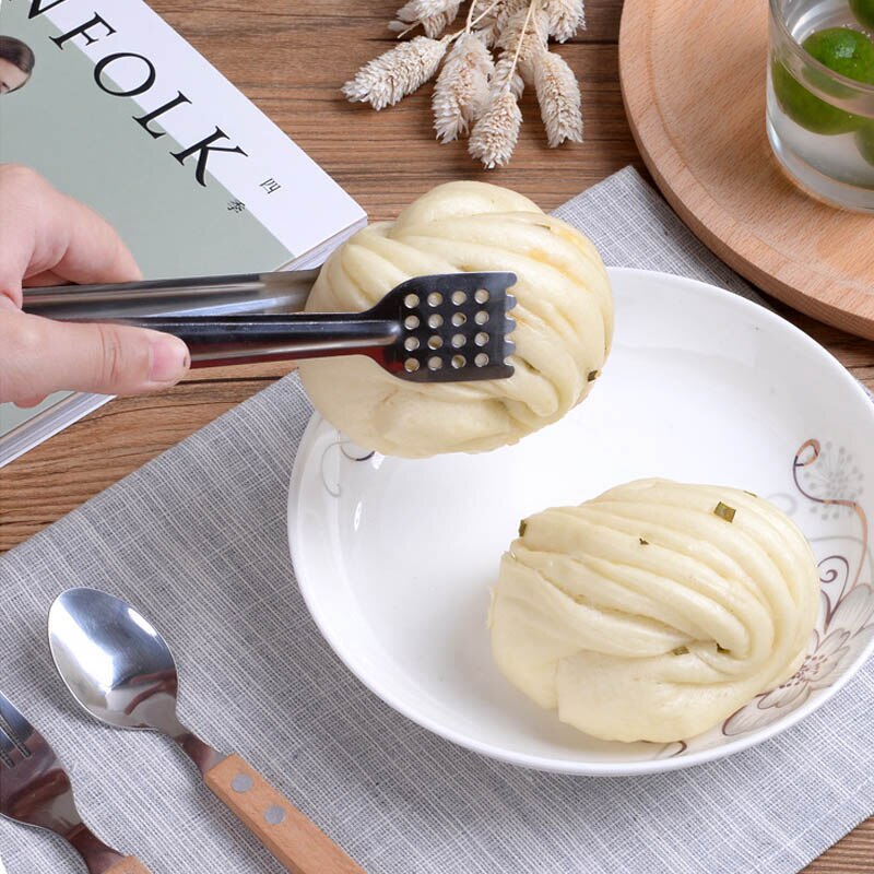 Pinzas de acero inoxidable para alimentos, utensilios de cocina para hornear, buffet, Pizza, pan, pinza de pastelería