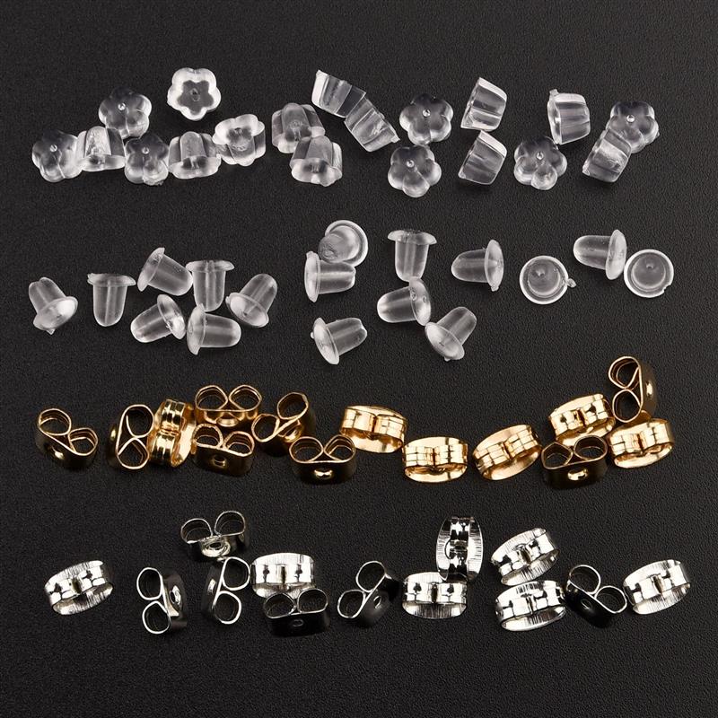 Bouchon arrière pour boucles d'oreilles, 100 à 1000 pièces/boîte, accessoires de bijoux, en alliage de silicone