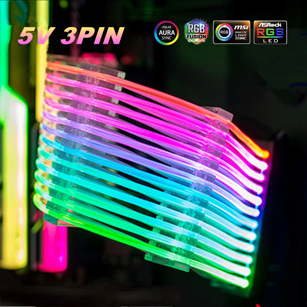 RGB PSU Extension Cable - ATX 24Pin / GPU 8Pin - 5V ARGB Sync - PC Case Decoration